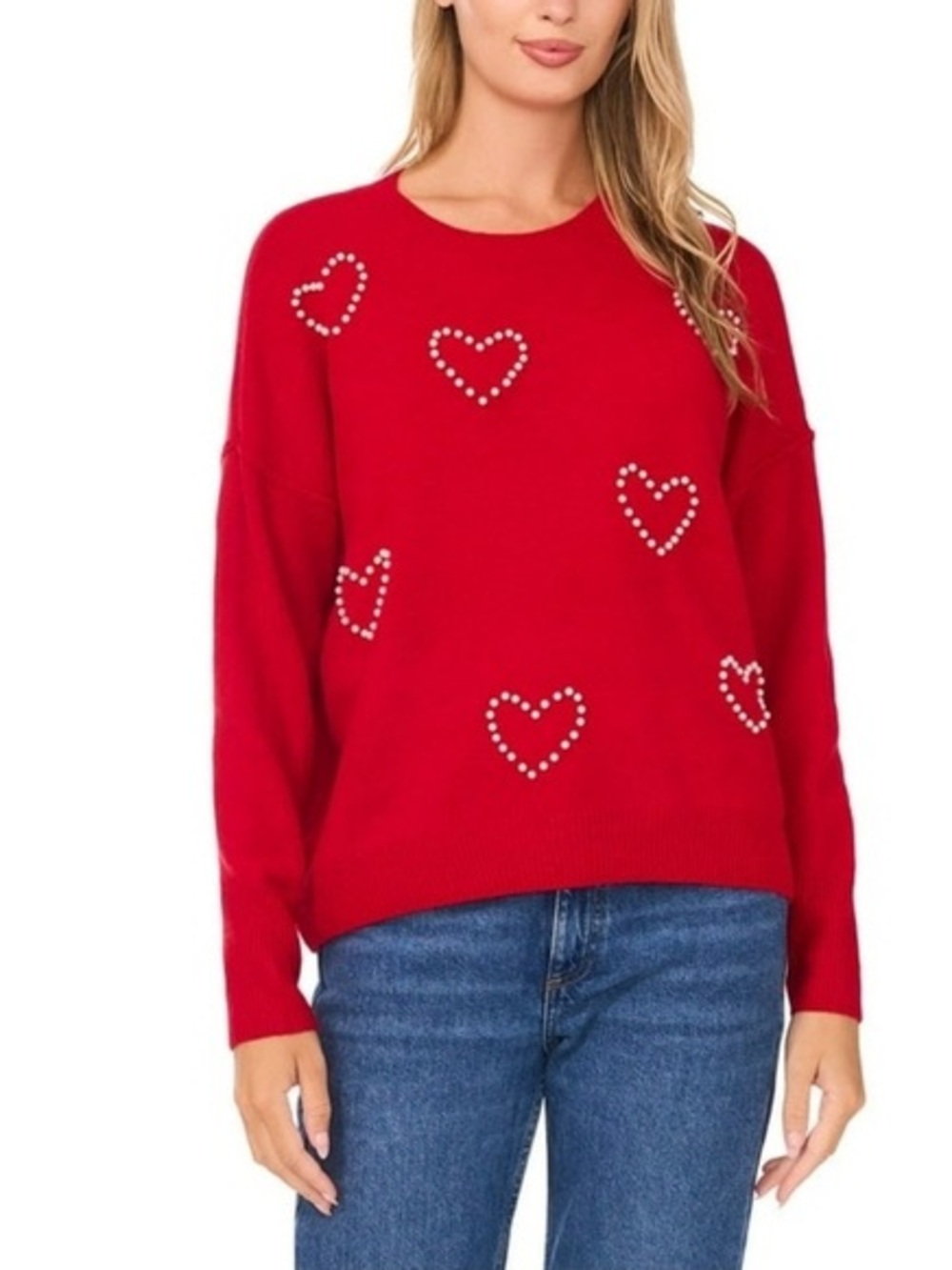 Vince Camuto Pearl Heart Valentine’s Day Sweater